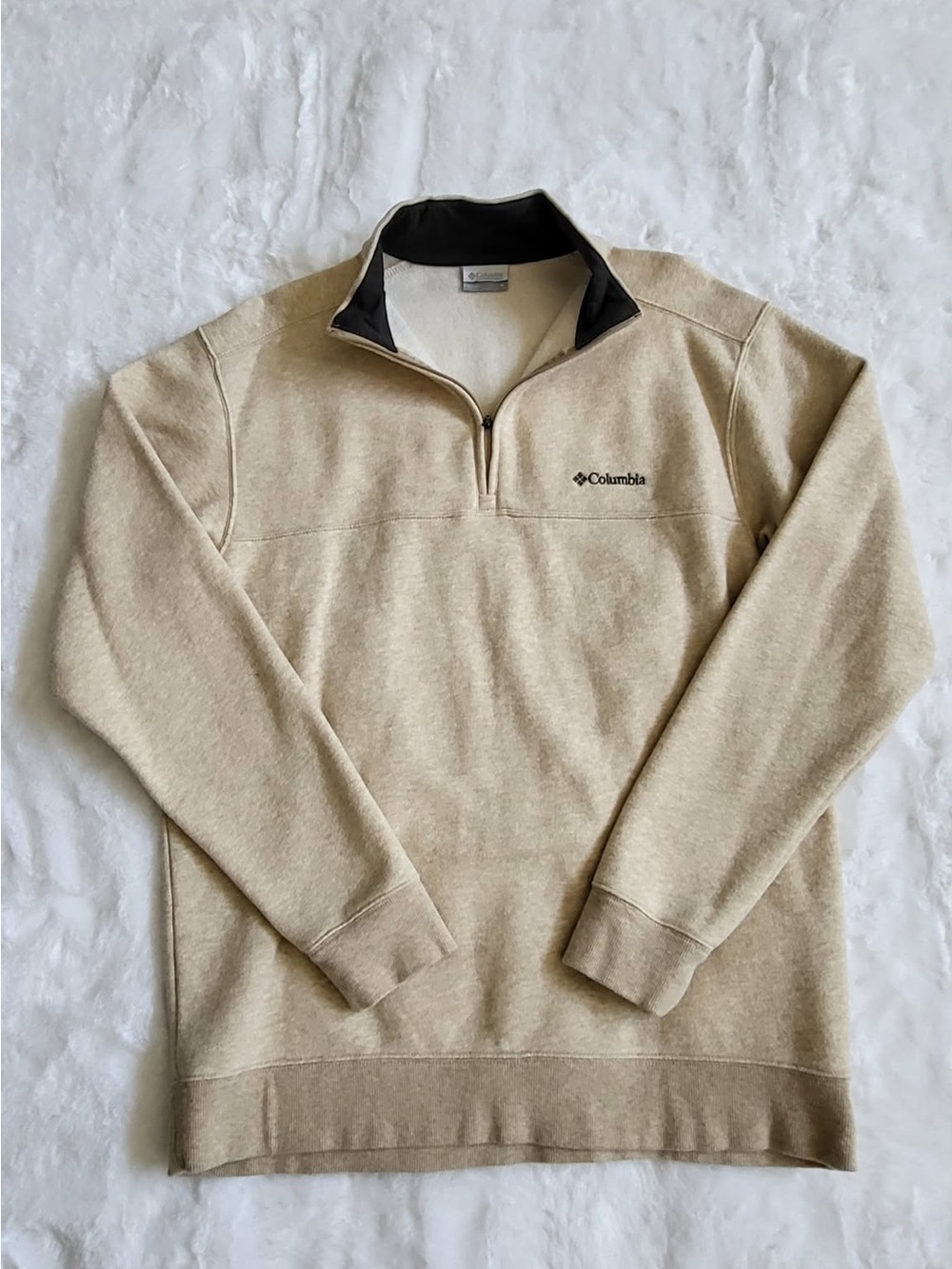 Columbia Men’s Light Beige 1/4 Zip Pullover Sweater